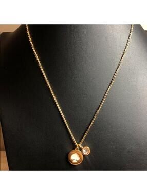 B4370 Kate Spade Spade Spot the spade goldtone Rhinestone Necklace 18-20"
